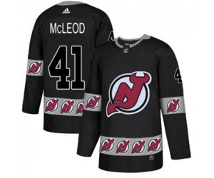 New Jersey Devils #41 Michael McLeod Authentic Black Team Logo Fashion Hockey Jersey