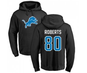 Detroit Lions #80 Michael Roberts Black Name & Number Logo Pullover Hoodie