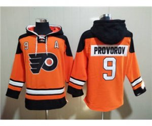 Philadelphia Flyers #9 Ivan Provorov Orange Ageless Must-Have Lace-Up Pullover Hockey Hoodie