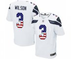 Seattle Seahawks #3 Russell Wilson Elite White Road USA Flag Fashion Football Jersey