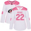 Women Carolina Hurricanes #22 Brett Pesce Authentic White Pink Fashion NHL Jersey