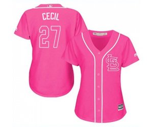 Women\'s St. Louis Cardinals #27 Brett Cecil Authentic Pink Fashion Cool Base Baseball Jersey