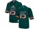 2016 US Flag Fashion 2016 Men's Miami Hurricanes #15 College Football Jerseys - Green