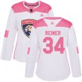 Women's Florida Panthers #34 James Reimer Authentic White Pink Fashion NHL Jersey