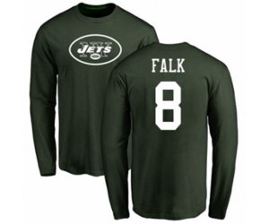 New York Jets #8 Luke Falk Green Name & Number Logo Long Sleeve T-Shirt