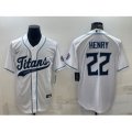 Tennessee Titans #22 Derrick Henry White With Patch Cool Base Stitched Baseball Jersey