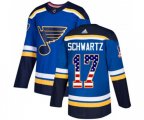 Adidas St. Louis Blues #17 Jaden Schwartz Authentic Blue USA Flag Fashion NHL Jersey