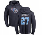 Tennessee Titans #27 Eddie George Navy Blue Name & Number Logo Pullover Hoodie