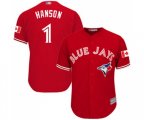 Toronto Blue Jays #1 Alen Hanson Replica Scarlet Alternate Cool Base Baseball Jersey