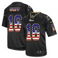 Los Angeles Rams #16 Jared Goff Elite Black USA Flag Fashion NFL Jersey