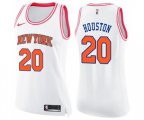 Women's New York Knicks #20 Allan Houston Swingman White Pink Fashion Basketball Jersey