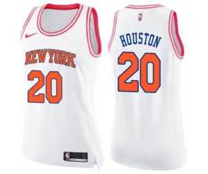 Women\'s New York Knicks #20 Allan Houston Swingman White Pink Fashion Basketball Jersey