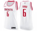 Women's Houston Rockets #6 Tyler Ennis Swingman White Pink Fashion Basketball Jersey
