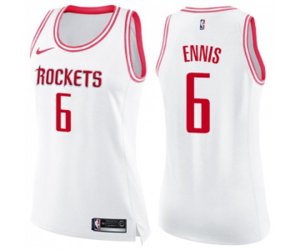 Women\'s Houston Rockets #6 Tyler Ennis Swingman White Pink Fashion Basketball Jersey