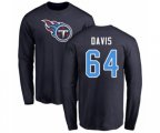 Tennessee Titans #64 Nate Davis Navy Blue Name & Number Logo Long Sleeve T-Shirt