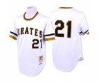 Pittsburgh Pirates #21 Roberto Clemente Authentic White Throwback Baseball Jersey