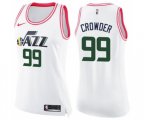 Women's Utah Jazz #99 Jae Crowder Swingman White Pink Fashion Basketball Jersey
