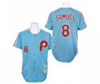 Philadelphia Phillies #8 Juan Samuel Replica Blue 1984 Throwback Baseball Jersey