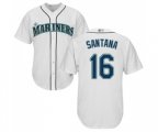 Seattle Mariners #16 Domingo Santana Replica White Home Cool Base Baseball Jersey