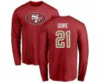 San Francisco 49ers #21 Frank Gore Red Name & Number Logo Long Sleeve T-Shirt