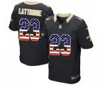 New Orleans Saints #23 Marshon Lattimore Elite Black Home USA Flag Fashion Football Jersey