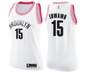 Women\'s Brooklyn Nets #15 Timothe Luwawu Swingman White Pink Fashion Basketball Jersey
