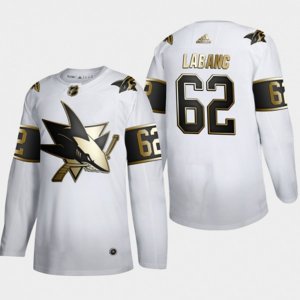 San Jose Sharks #62 Kevin Labanc Adidas White Golden Edition Limited Stitched NHL Jersey