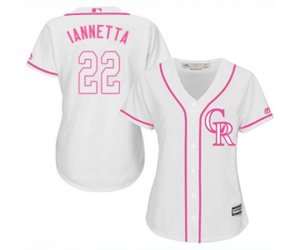 Women\'s Colorado Rockies #22 Chris Iannetta Authentic White Fashion Cool Base Baseball Jersey