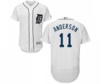 Detroit Tigers #11 Sparky Anderson White Home Flex Base Authentic Collection Baseball Jersey