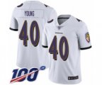 Baltimore Ravens #40 Kenny Young White Vapor Untouchable Limited Player 100th Season Football Jersey
