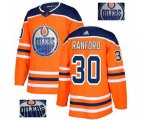 Edmonton Oilers #30 Bill Ranford Authentic Orange Fashion Gold NHL Jersey