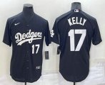 Los Angeles Dodgers #17 Joe Kelly Number Black Turn Back The Clock Stitched Cool Base Jersey