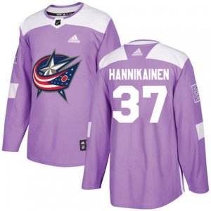 Columbus Blue Jackets #37 Markus Hannikainen Authentic Purple Fights Cancer Practice NHL Jersey