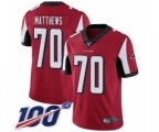 Atlanta Falcons #70 Jake Matthews Red Team Color Vapor Untouchable Limited Player 100th Season Football Jersey