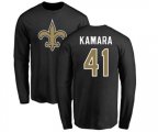 New Orleans Saints #41 Alvin Kamara Black Name & Number Logo Long Sleeve T-Shirt