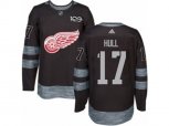 Detroit Red Wings #17 Brett Hull Authentic Black 1917-2017 100th Anniversary NHL Jersey