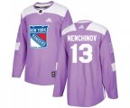 Adidas New York Rangers #13 Sergei Nemchinov Authentic Purple Fights Cancer Practice NHL Jersey