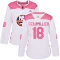 Women New York Islanders #18 Anthony Beauvillier Authentic White Pink Fashion NHL Jersey