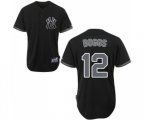 New York Yankees #12 Wade Boggs Replica Black Fashion Baseball Jersey