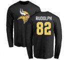Minnesota Vikings #82 Kyle Rudolph Black Name & Number Logo Long Sleeve T-Shirt