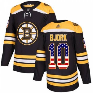Boston Bruins #10 Anders Bjork Authentic Black USA Flag Fashion NHL Jersey