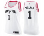 Women's San Antonio Spurs #1 Lonnie Walker Swingman White Pink Fashion Basketball Jersey