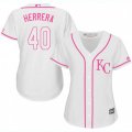 Women's Kansas City Royals #40 Kelvin Herrera Replica White Fashion Cool Base MLB Jersey