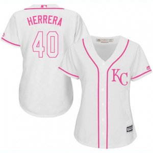 Women\'s Kansas City Royals #40 Kelvin Herrera Replica White Fashion Cool Base MLB Jersey