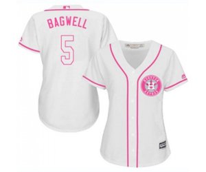 Women\'s Houston Astros #5 Jeff Bagwell Authentic White Fashion Cool Base Baseball Jersey