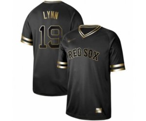 Boston Red Sox #19 Fred Lynn Authentic Black Gold Fashion Baseball Jersey