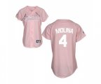 Women's St. Louis Cardinals #4 Yadier Molina Replica Pink Fashion Baseball Jersey