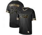 New York Mets #34 Noah Syndergaard Authentic Black Gold Fashion Baseball Jersey