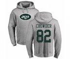 New York Jets #82 Jamison Crowder Ash Name & Number Logo Pullover Hoodie
