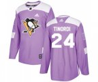 Adidas Pittsburgh Penguins #24 Jarred Tinordi Authentic Purple Fights Cancer Practice NHL Jersey